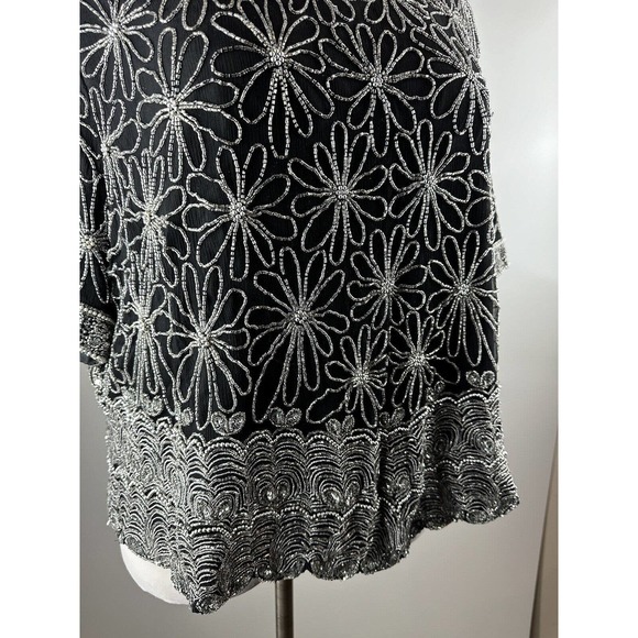 *Flawed* Vintage Laurence Kazar Silk Beaded Embellished Top Black Plus Size 3X - Picture 10 of 12